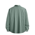 thumbnail image 5 of Men's Summer Short Sleeve Shirt Tops T-Shirt Round Neck Casual Loose Fit Cotton Linen Blend Breathable Cooling Beach Vacation Golf Travel Outfits | AESTIVO,Mint Green L, 5 of 9