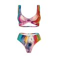 thumbnail image 5 of Honeii Watercolor White Horse Print Women’s Bikini Set,Two Piece Swimsuit Bathing Suits,Stylish High Elasticity Swimwear for Beach and Pool, 5 of 7