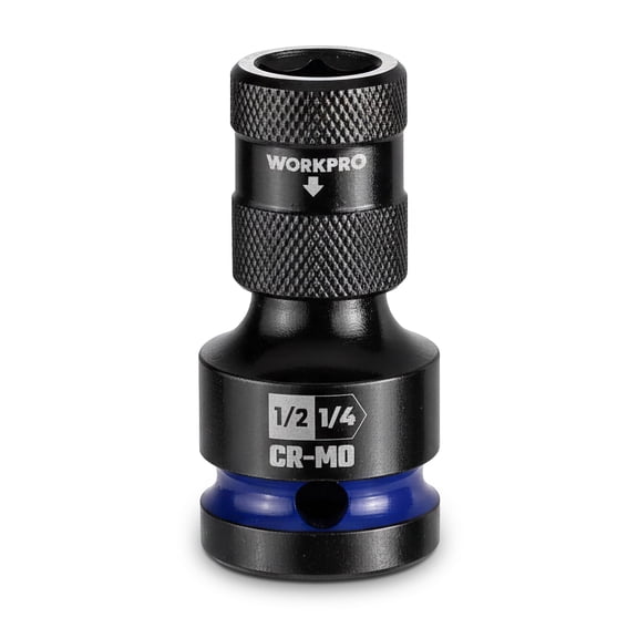 1/2-inch Square to 1/4-inch Hex Quick Release Impact Socket Adapter and Bit Holder for Ratchet Wrenches, Drivers, Drills - Made from Durable CR-MO Steel