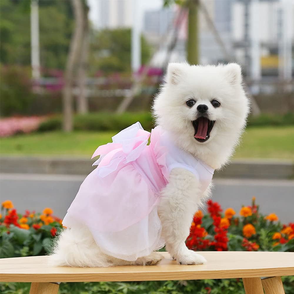 Supermandulit Girl Dog Clothes For Small Dogs Girl Dog Dresses 2pcs Teacup Dog Clothes For Medium Dogs Girl Summer Dog Dress Harness Dog Wedding