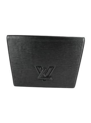 Louis Vuitton Black Monogram Leather Gold Foldover Envelope Evening Clutch  Bag