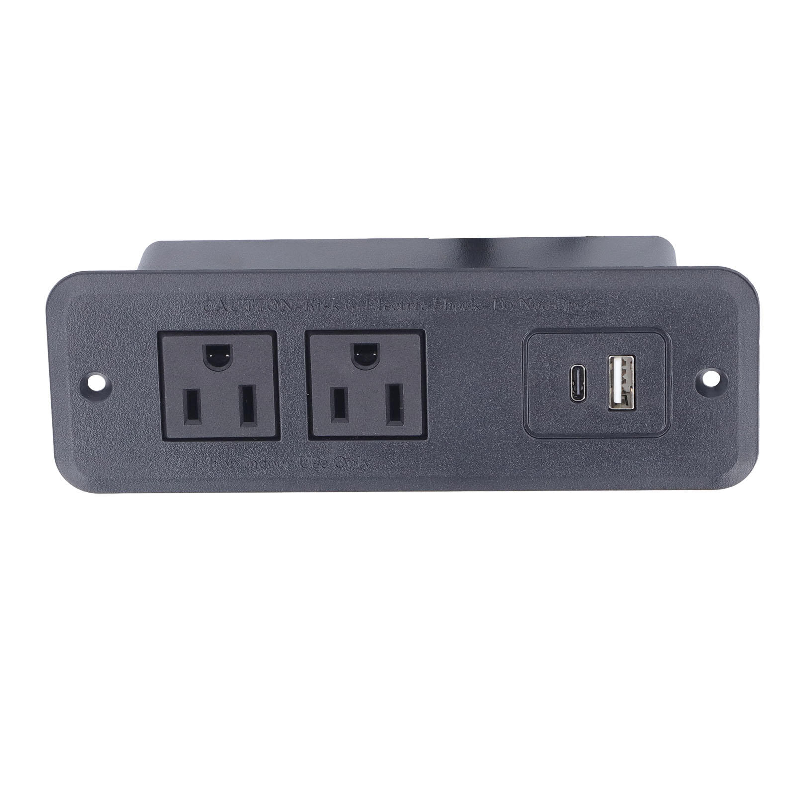 Yajisi 2‑Socket Recessed Power Strip with USB‑C PD20W Fast‑Charge, Fire‑Resistant ABS, Flush‑Mount Design for Desk & Home
