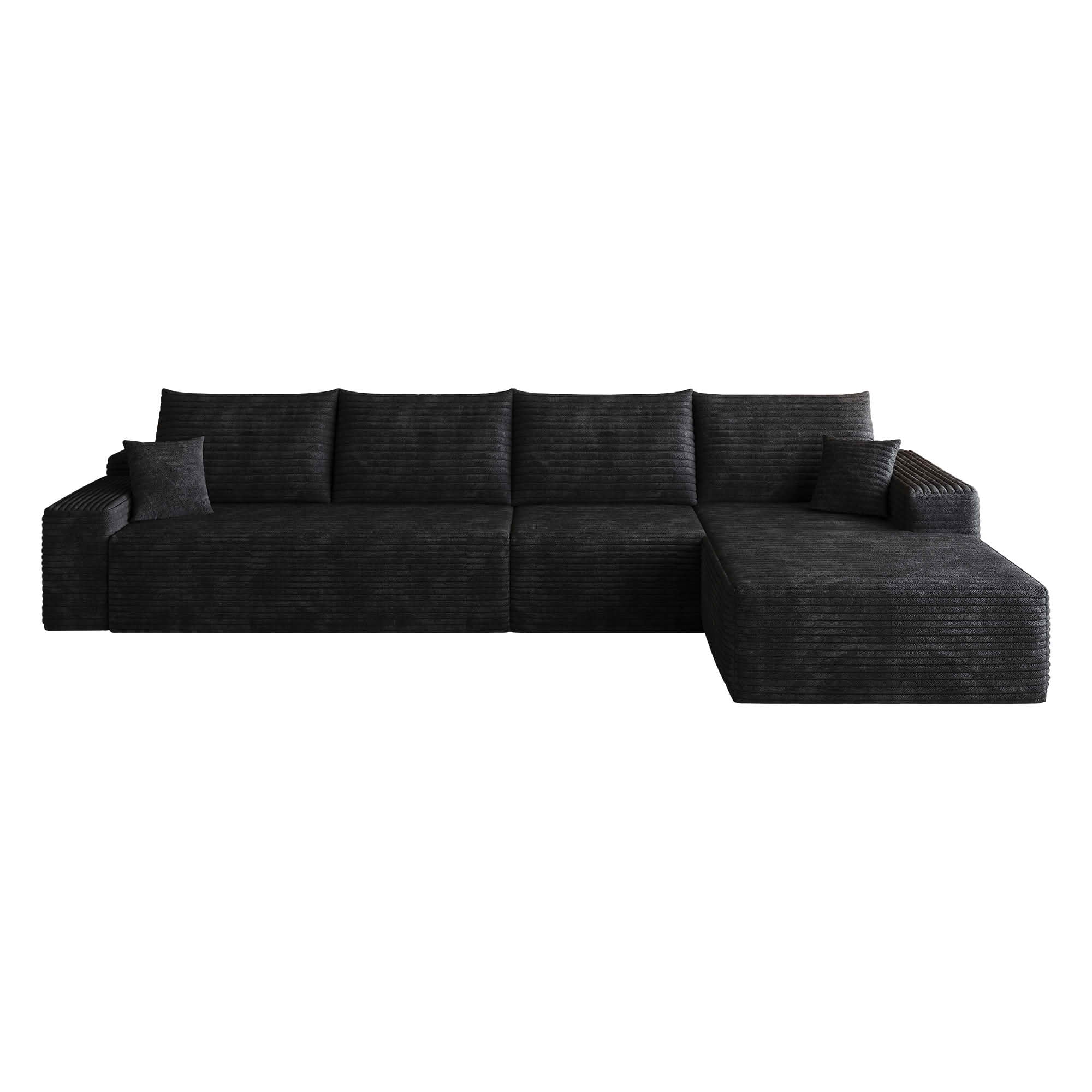 MAYEERTY 135 Inch L‑Shape Cloud Sectional Couch with Chaise, Modern Modular Deep‑Seat Sofa, Plush Corduroy Upholstered Couch, No Assembly Required for Living Room Bedroom Apartment
