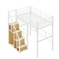 thumbnail image 4 of Euroco Full Size Loft Bed with Shelf and Hanger for Kids Teens Bedroom, White, 4 of 9