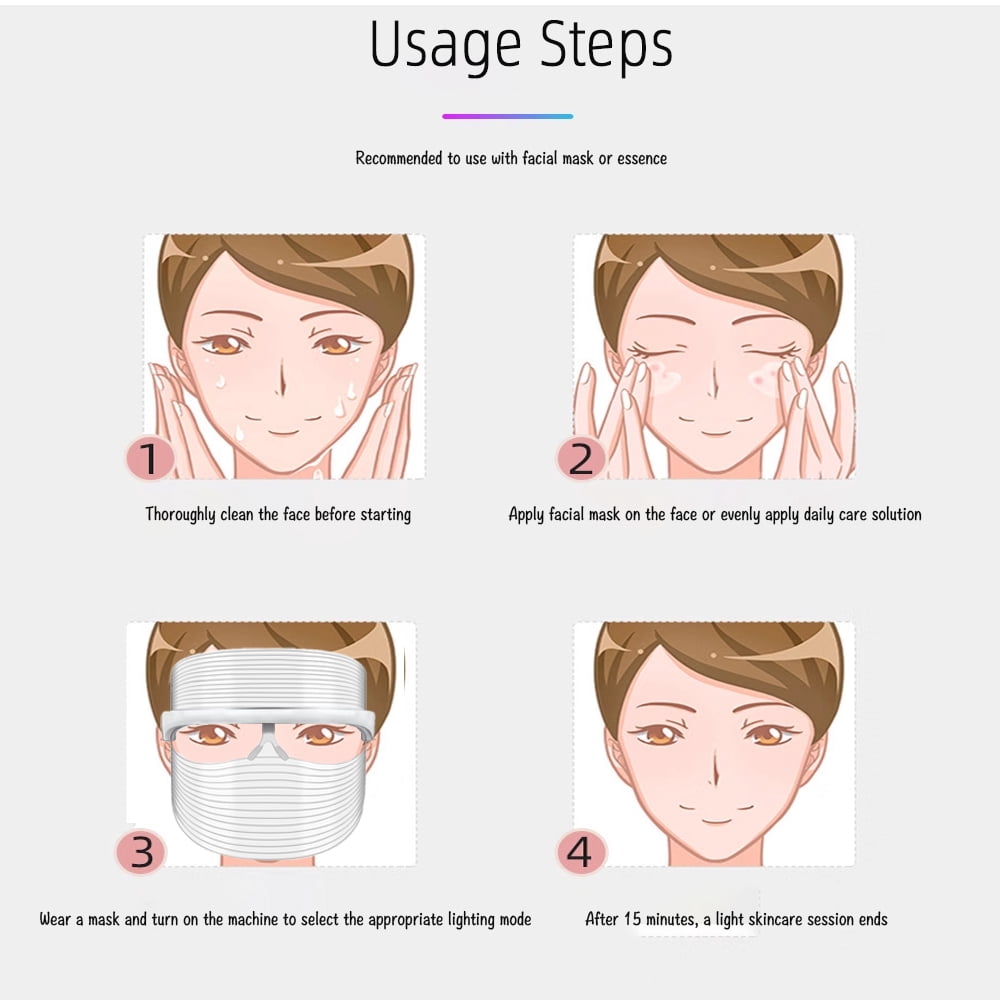 JAYWAYNE 7 Color LED Face Mask Light Therapy: Red Light Therapy Mask for Face with Red Light Therapy, Ideal for At-Home Skincare, Facial Treatment & Mask Enhancement