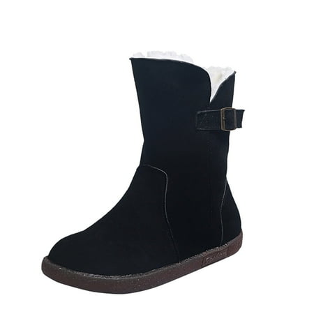 

Christmas Gifts Juebong Round Head Car Stitching Snow Boots Belt Buckle Side Zipper Winter Women Boots