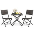 thumbnail image 2 of Costway 3 PCS Rattan Bistro Set with Wicker Seat & Tabletop for Backyard, Garden, Balcony, 2 of 10