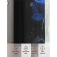 thumbnail image 6 of Sheer Curtains 63 Inches Long 2 Panels, Blue Rose Butterfly Splash on Black Rod Pocket Curtain Voile Draperies, Abstract Art Botanical Light Filtering Window Treatment for Living Room Bedroom, 6 of 8