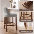 thumbnail image 4 of Usaint Chenille Bar Stools Set of 2, 26.6" Modern Counter Height Barstools, Farmhouse Wooden Kitchen Island Chairs with Hollow-Out Back for Restaurant Kitchen Bar, Gray, 4 of 9