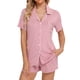thumbnail image 1 of MKLEKYY Conjunto De Pijama De Mujer Con Pantalones Cortos Y Mangas Cortas, Con Botones, Para Dormir, Suave, Para El Hogar, 1 of 4