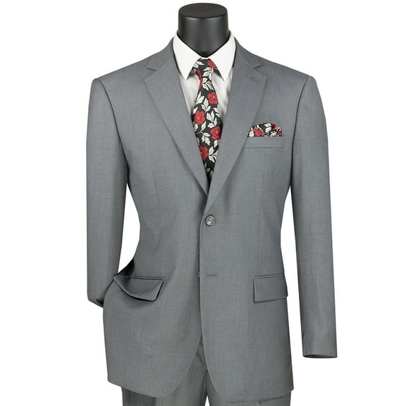 VINCI Men's Gray 2-Button Suit w/ Adjustable Waistband, Reg-Fit - NEW
