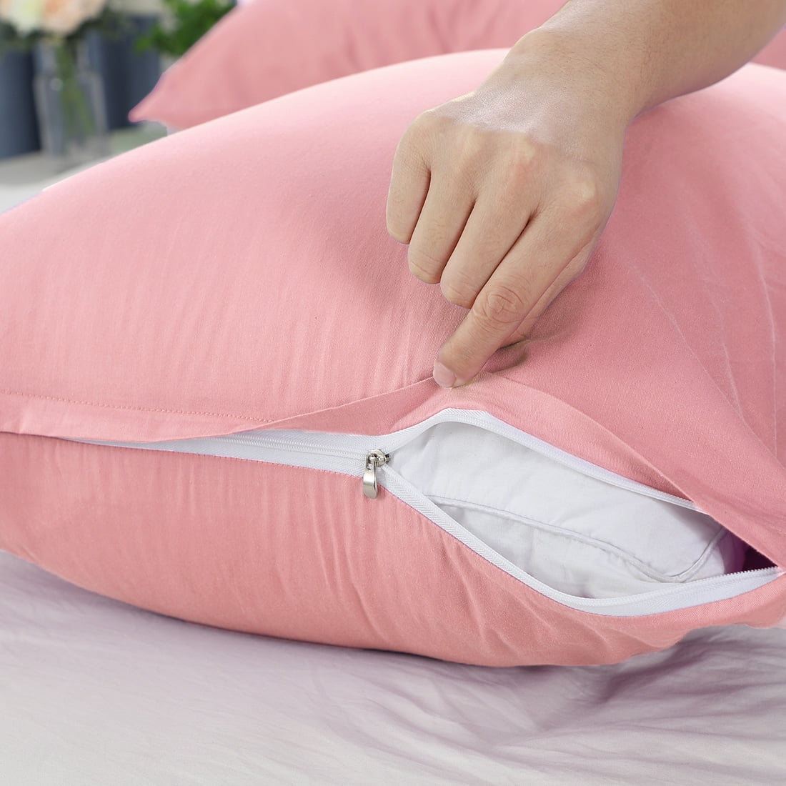 Unique Bargains Pillowcases 2-Piece Egyptian Cotton Pillow Cover Light Pink Standard