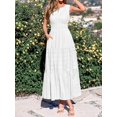 thumbnail image 3 of White Sleeveless V-Neck High-Waist Tiered A-Line Maxi Dress, 3 of 30