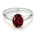 thumbnail image 2 of Gem Stone King 925 Silver and 10K Yellow Gold Red Rhodolite Garnet Solitaire Engagement Ring for Women | 2.00 Cttw | Oval 9X7MM | Gemstone January Birthstone (Size 9), 2 of 4