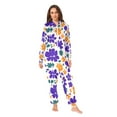 thumbnail image 4 of Adult Christmas Onesie Purple and Orange Floral Zipper One-Piece Pajamas Unisex with Pockets, 4 of 6