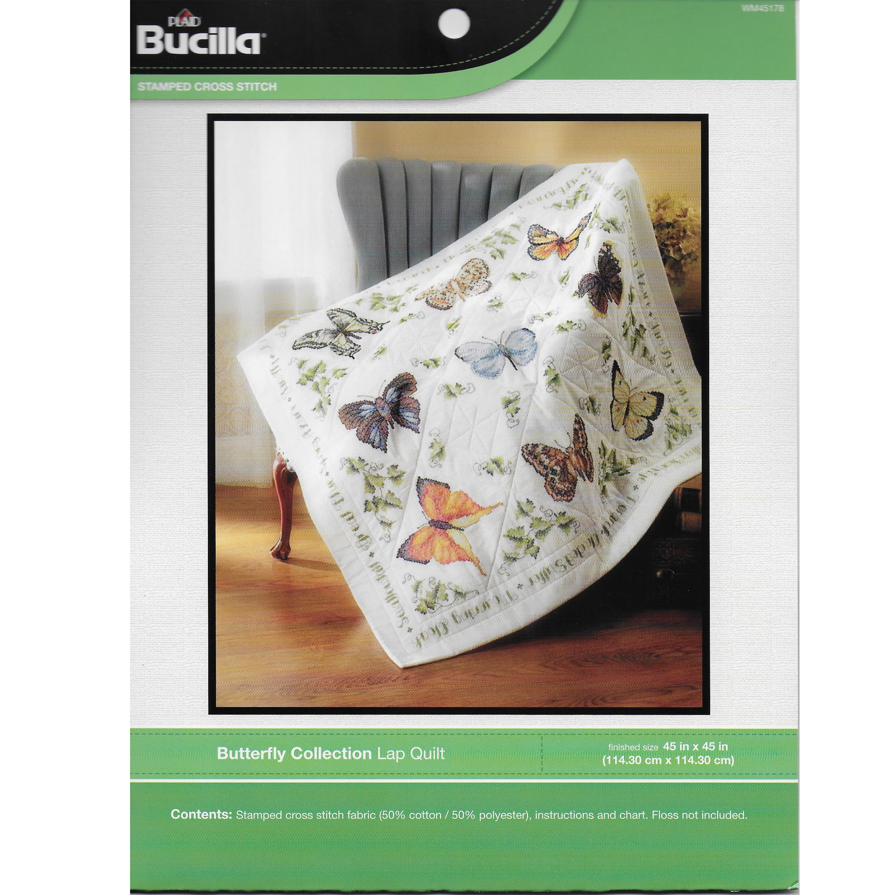 Bucilla Pillow Stamped Cross Stitch Kit #65524 Butterfly and