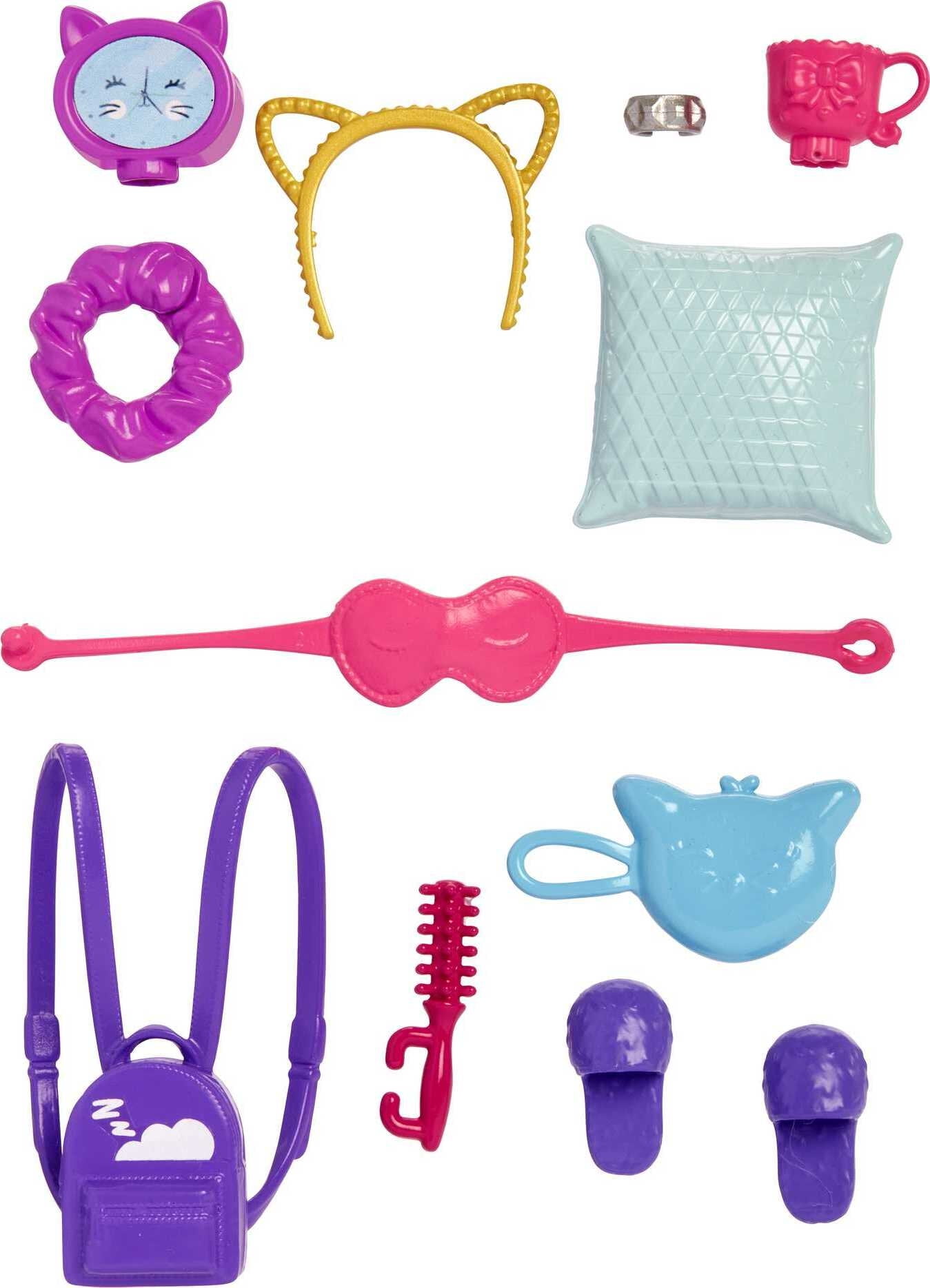 Barbie Accessory Pack, 11 Sleepover-Themed Storytelling Pieces for Slumber Party