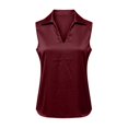 thumbnail image 5 of VJGBEGW Women Sleeveless Collared Satin Blouse Draped Cowl V Neck Silky Glossy Tank Tops Elegant Satin Vest Shirt For Summer Wine 2XL, 5 of 5