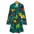 thumbnail image 7 of Long Sleeve Robes for Women Colorful Dinosaurs Soft Belted Bathrobe Nightgown V Neck Sleepwear Loungewear, 7 of 7