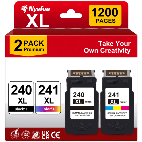 240XL 241XL Ink Cartridge Compatible for Canon Ink 240 and 241 for Pixma MG3620 TS5120 MG3520 MG3220 Printer (Black, Tri-Color)