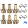thumbnail image 1 of Uxcell 6-Pack Accesorios de Manguera de Latón, Conector de Manguera Macho de 10mm x G1/2 con Abrazadera de Acero Inoxidable y Cinta, 1 of 1