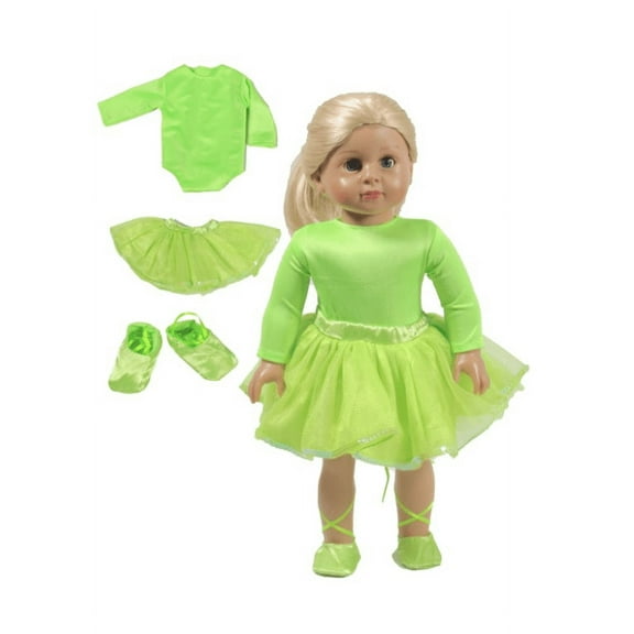 Green Dance Ballerina Outfit with Shoes for 18 inch dolls | American Fashion World