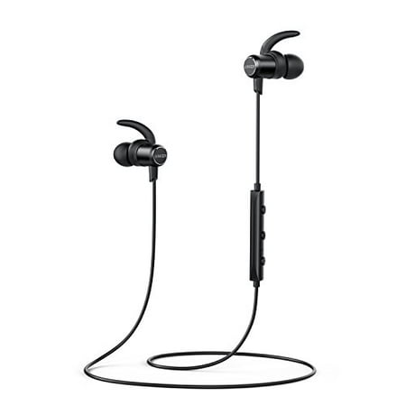 Anker SoundBuds Slim Wireless Headphones Bluetooth 4.1 Lightweight Stereo IPX5 Earbuds with Magnetic Connection NANO Coating Sweatproof Sports Headset with Metallic Housing Built-in Mic