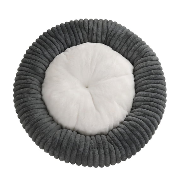 Orthopedic Donut Dog Bed with Removable Cover, Calming Round Pet Bed for Medium Dogs with Anti- Bottom, Washable Fur Cat Bed for Anxious Pets and Puppies