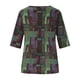 thumbnail image 5 of ICHUANYI Clearance Fashion Women Casual T-shirt Vintage Ethnic Print 3/4 Sleeve Pullover Blouse Tops(Green, L) ICHUANYI WER2023080809343, 5 of 8