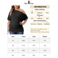 thumbnail image 6 of Unique Bargains Women Plus Size Tops One Shoulder Short Sleeve Ruched Basic Blouses 1X Black, 6 of 6