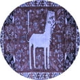 thumbnail image 1 of Ahgly Company Indoor Round Animal Blue Traditional Area Rugs, 6' Round, 1 of 4