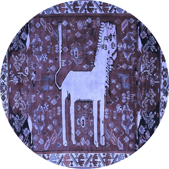 Ahgly Company Indoor Round Animal Blue Traditional Area Rugs, 6' Round