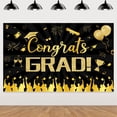 thumbnail image 1 of Congrats Grad Banner, Graduation Banner for Graduation Party Decorations 2023, Congratulations Banner for Black and Gold Graduation Decorations 2023, Graduation Backdrop, 1 of 3