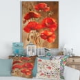 thumbnail image 2 of Red Blossoming Poppies Over Wild Brown II 24 in x 32 in Framed Painting Canvas Art Print, by Designart, 2 of 5