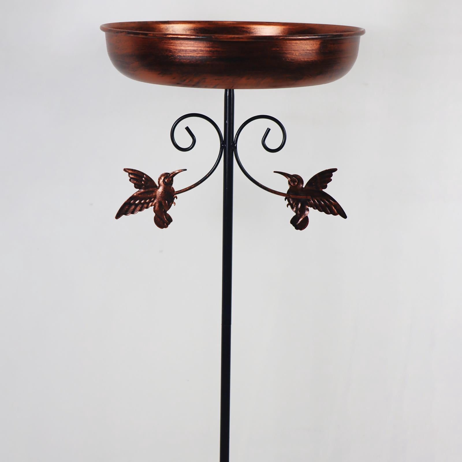 koolsoo Iron Bird Bath Bowl Water Bowl Gift Landscape with Garden Stake Bird Feeder Tray for Fence Outside Balcony Porch Housewarming