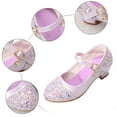 thumbnail image 6 of Gubotare Shoes for Girls Girls Dress Shoes Closed Toe Low Heels Ankle Strap Bow Wedding Party Sandals Princess Flower Shoes (Purple,Little Kids 12.5), 6 of 7