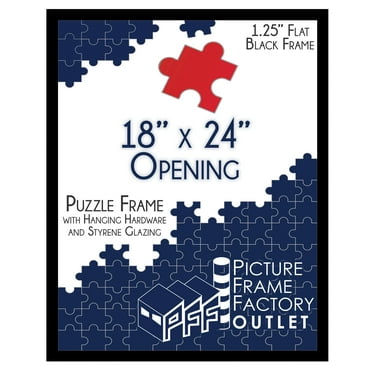 (1) 18x24 - Picture Frame for Puzzles, Photos, Artwork - 1.25" Black MDF Frame with plexi-glass and hanging hardware