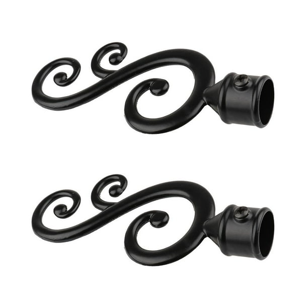2 extremos de varilla para panel de cortina de ventana, extremos de varilla para persiana, ajuste de cabezal, diámetro de varilla de 22 mm 1 negro