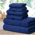 thumbnail image 5 of MALLONI HOME Ultra Soft 6 Pack Cotton Towel Set, Contains 2 Bath Towels 28x55 inch, 2 Hand Towels 16x24 inch & 2 Wash Coths 12x12 inch, Ideal Everyday use, Compact & Lightweight - Navy Blue, 5 of 8