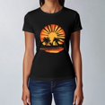 thumbnail image 4 of NAMTYQX Shirts for Teens Girls Lightweight Hawaii Print Graphic Breathable Plus Size Boyfriend Short Sleeve Scoop Neck Blouses for Women Casual Black Size 3XL, 4 of 5