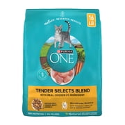 Purina ONE Tender Select Blends Dry Cat Food, Chicken, 16 lb Bag