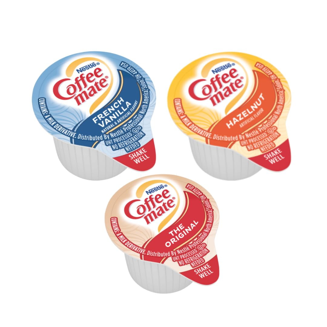 Coffee mate Liquid Creamer Singles Variety Pack, Individual Creamers Singles, Original, French