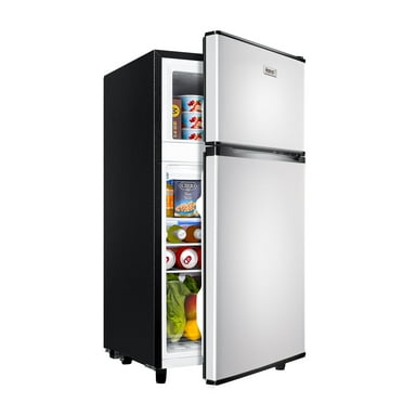 WANAI 3.5 Cu ft Two Door Mini Refrigerators,Mini Fridge with Freezer, Silvery