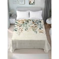 thumbnail image 4 of Green Brown Botanical Flat Sheet Only Twin Size, Soft Breathable Bed Top Sheets for Mattress, Farmhouse Eucalyptus Leaves Rustic Luxury Bedding Flat Sheets for Home Hotel Bedroom Bed Protection, 4 of 9