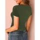 thumbnail image 4 of Top de medio botón para mujer, suave, agradable a la piel, transpirable, manga corta, tops casuales para diario OD verde S, 4 of 6
