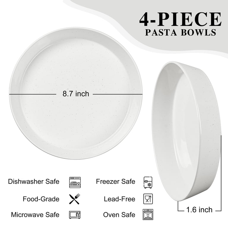 4-Piece Ceramic Pasta Bowls 34oz Speckled photo 2
