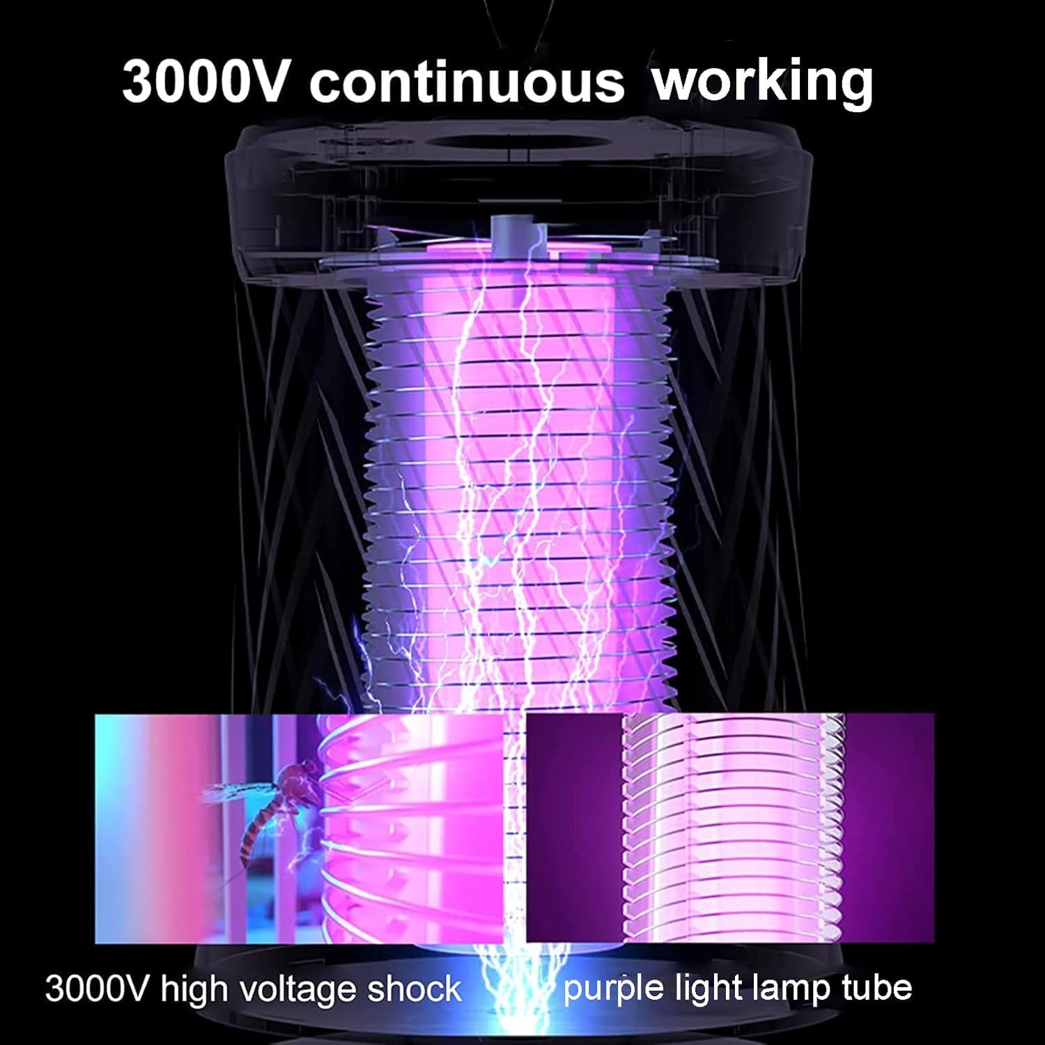 Bug Zapper Indoor, Electric Indoor Bug Zapper Outdoor, 2 in 1 Mosquito Zapper, Powerful Bug Zapper with Purple Lights for Home, Garden, Patio