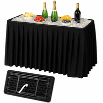 Modern Home 4' Portable Folding Party Ice Bin Table with Skirt (Black)