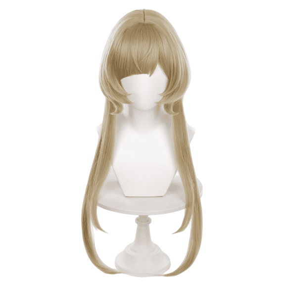 LustaLock Long Wig for Women - Textured Blonde Synthetic Hair with Bangs, Straight Style for Daily Use