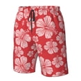 thumbnail image 5 of Disketp Men'S Swim Trunks Hawaiian Breathable Surf Beach Swimsuits Mesh Lining Beach Shorts With Pockets-Red Hibiscus Flower, 5 of 9
